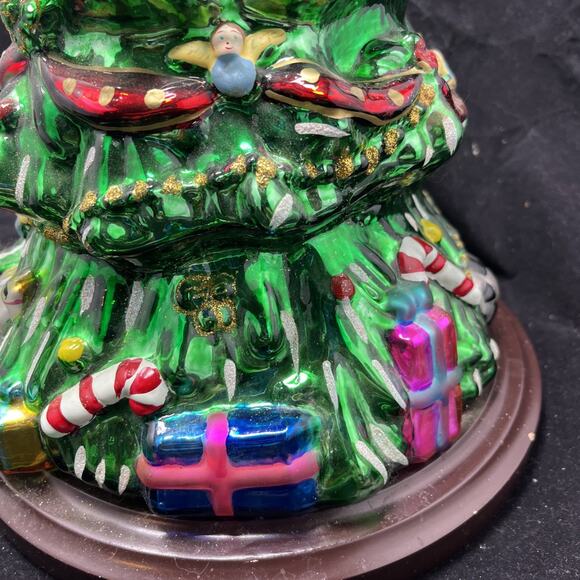 VTG THOMAS PACCONI CLASSICS 2004 BLOWN MERCURY GLASS TABLETOP CHRISTMAS TREE COA - Picture 8 of 14